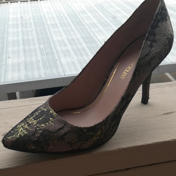 Enzo Angiolini lace gold and black heels - Picture 5 of 8